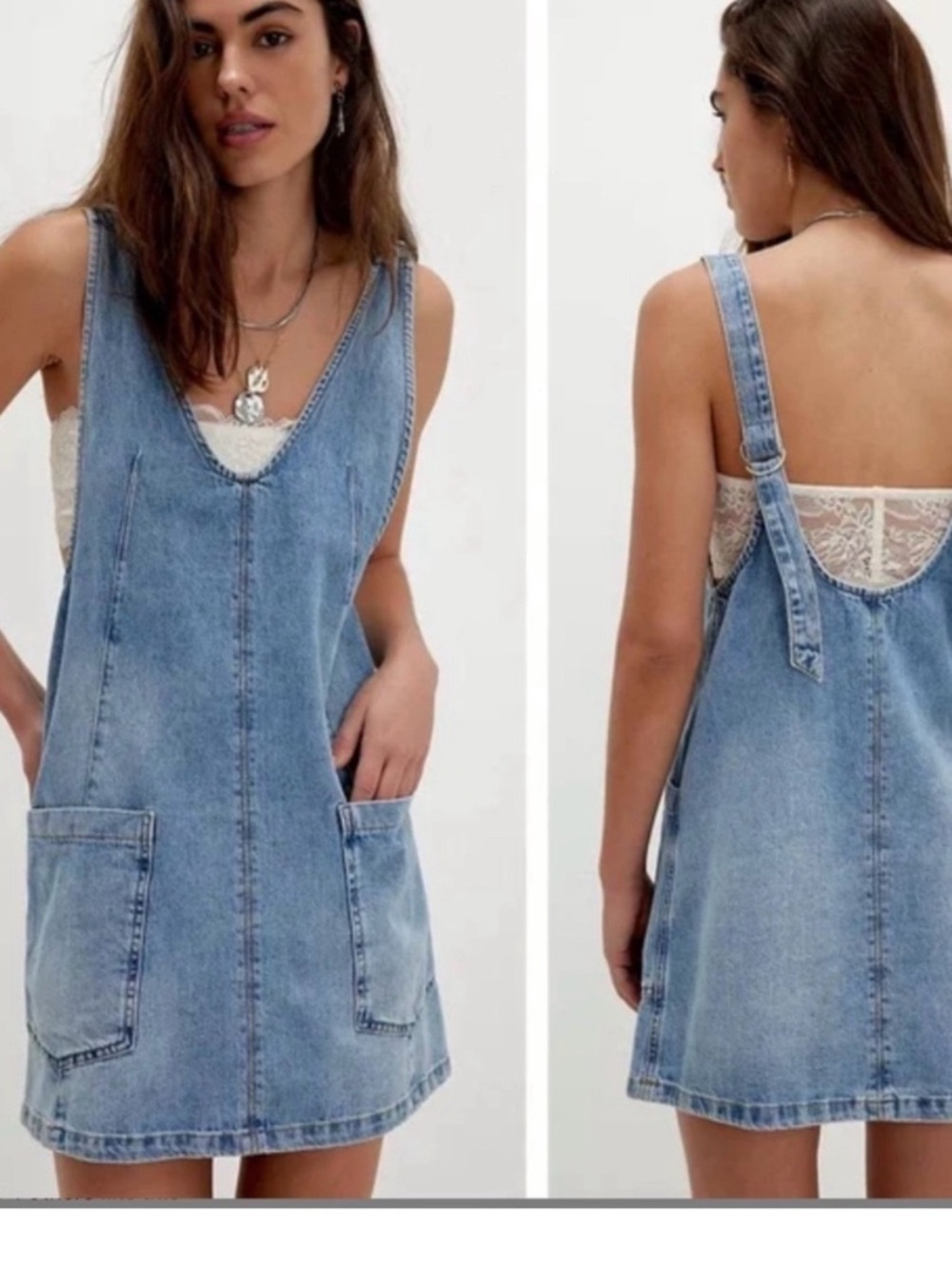 Free People Denim Overall Dress